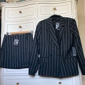 Black Striped Blazer&Skirt  by Forever 21